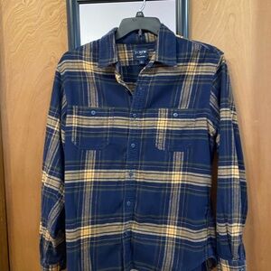 J. Crew Men's Blue and Gold Plaid Shirt
